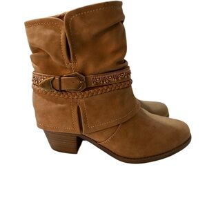 Women's Faux Leather Tan Ankle Boots Sz 7M